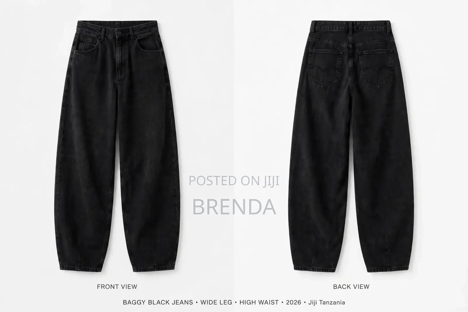 Baggy Black Jeans Wide Leg Size 30-40 Brand New