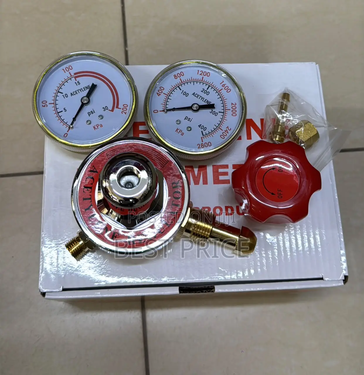 Heavy-Duty Acetylene Gas Regulator / Flow Meter
