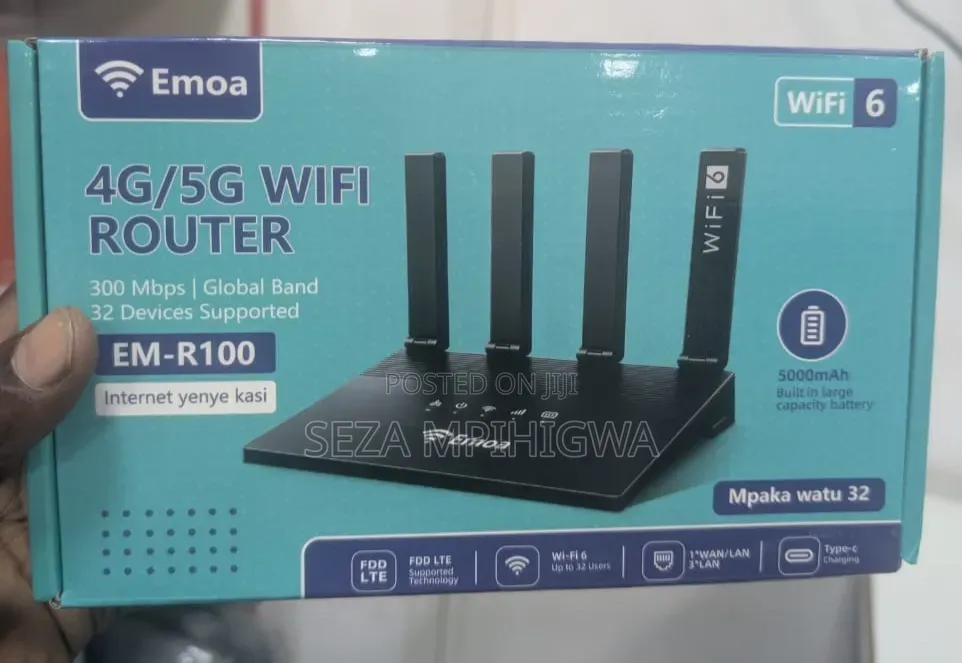 Emoa EM-R100 4g/5g WiFi 6 Router Yenye Betri (Rechargeable Router)