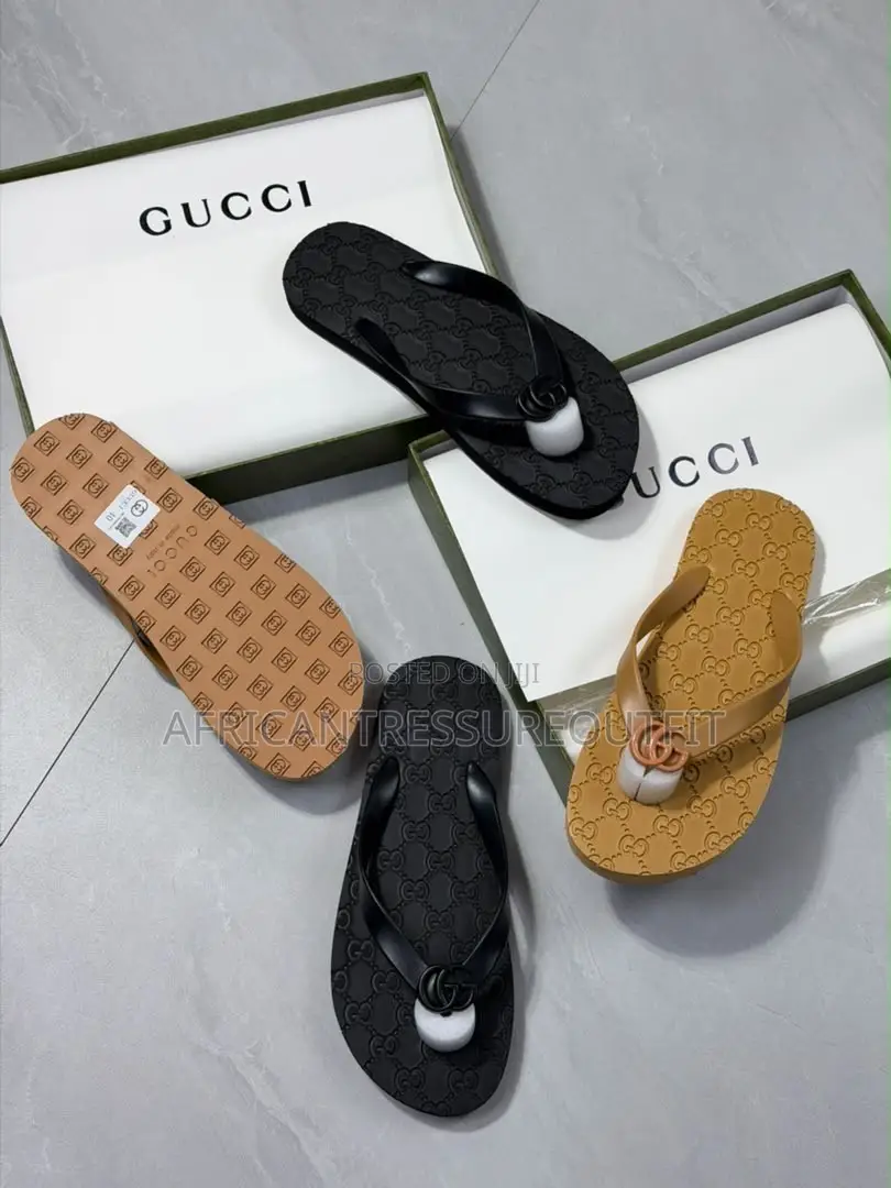 Gucci Thong Flip-Flop Sandals Double G Emblem on the Strap Collection