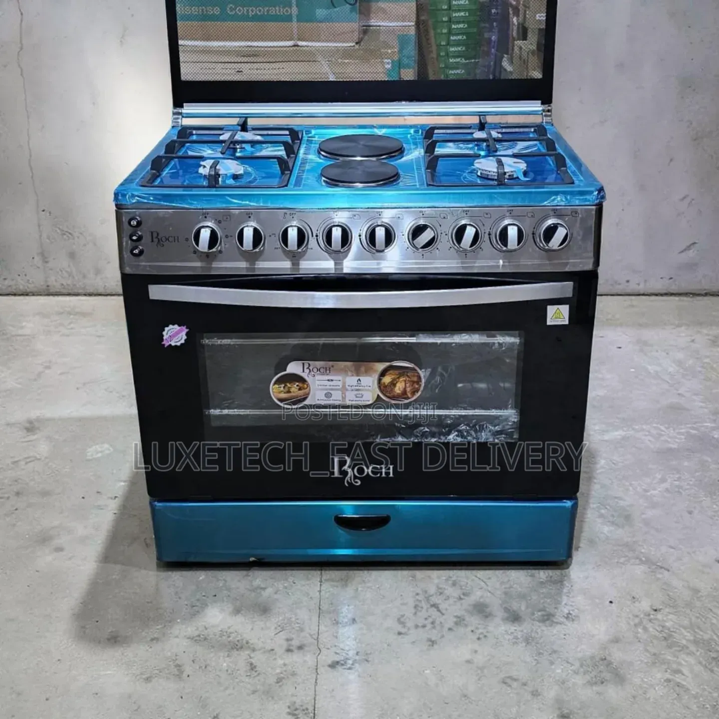 Roch Cooker 4 Gas + 2 Electric Plates + Electric Oven 90×60