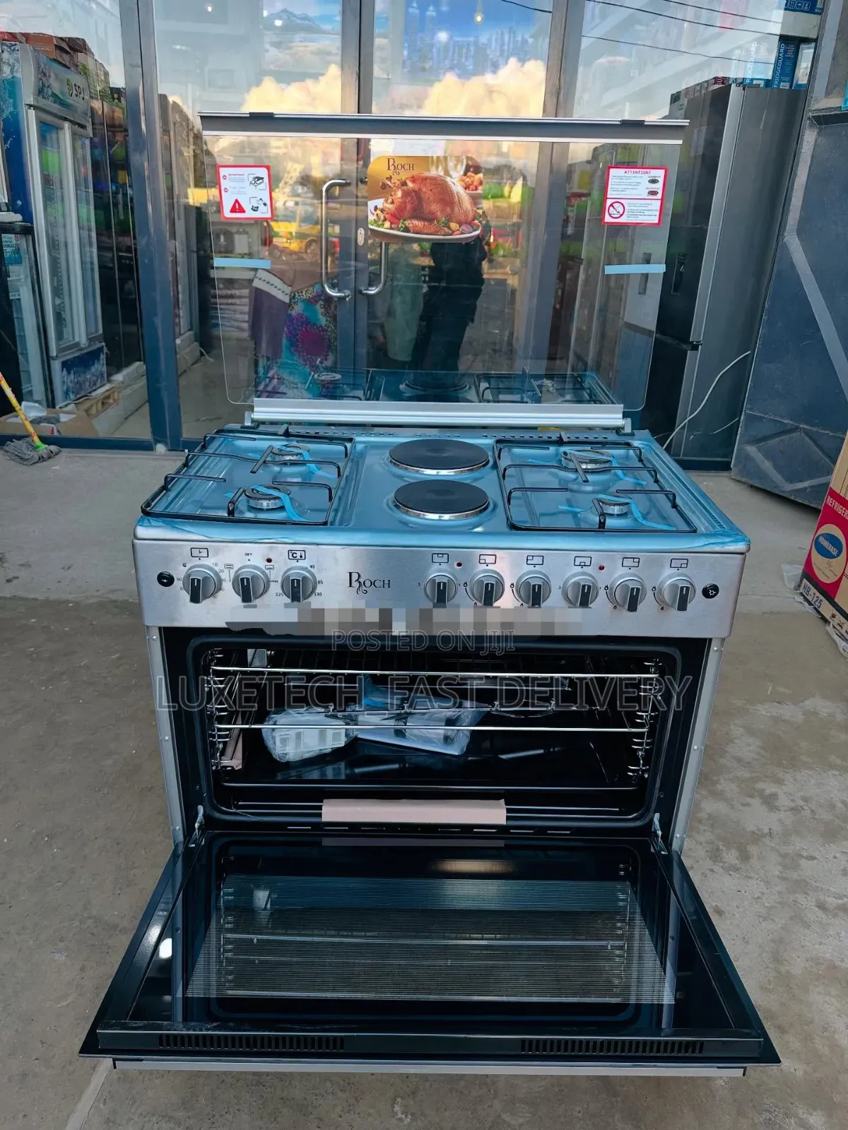 Roch 90x60cm Cooker – 4 Gas Burners + 2 Electric Plates, Electric Oven