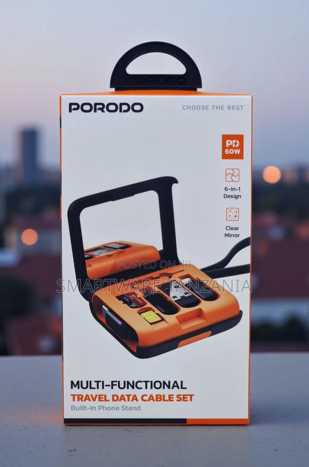 Porodo Multi-Functional Travel Data Cable Set 6-in-1 Design 60W Output