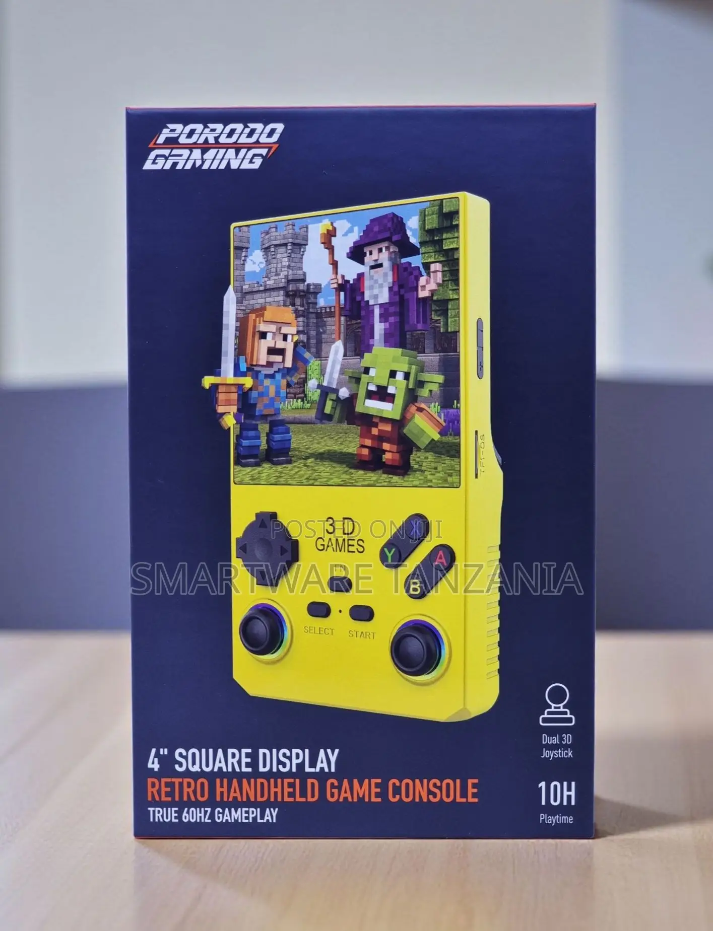 Porodo Gaming 4-Inch Square Retro Handheld Game Console, 10H Playtime