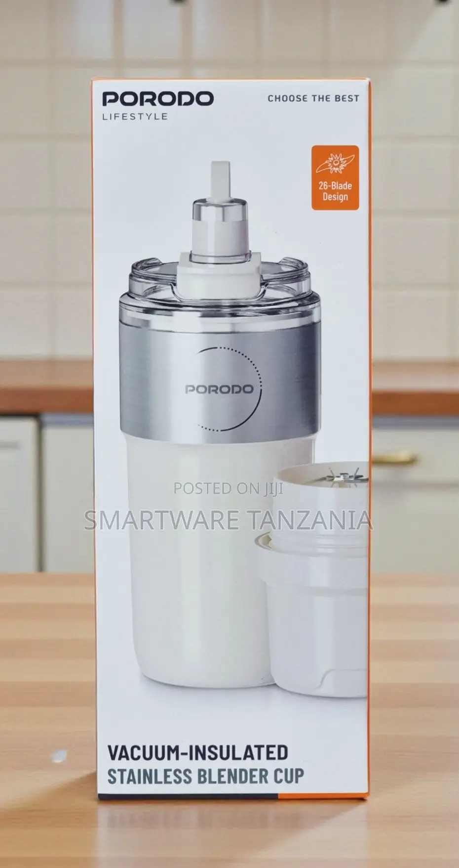 Porodo Vacuum-Insulated Stainless Blender Cup With 26-Blade Design