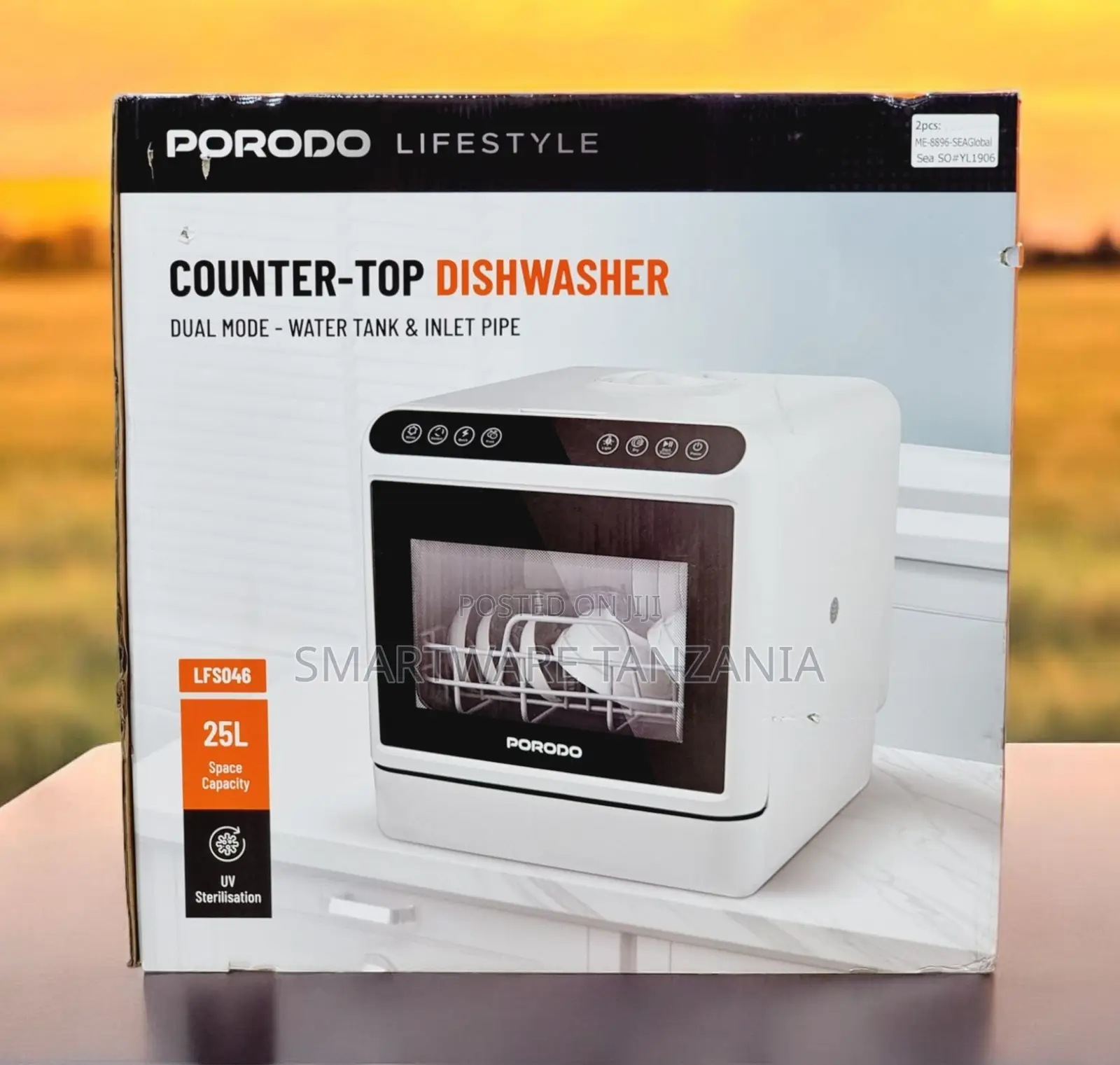 Porodo Counter-Top Dishwasher With 25L Capacity, UV Sterilisation