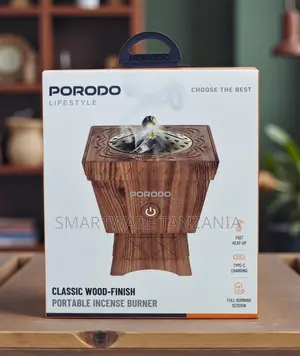 Porodo Portable Incense Burner With Wood-Finish and Type-C Charging