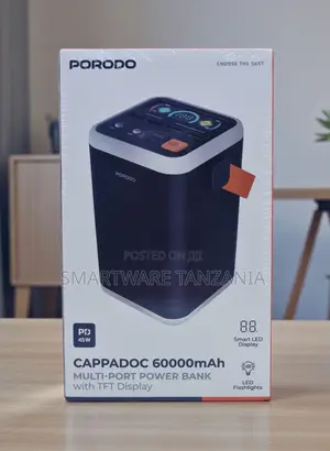 Porodo Cappadoc 60000mAh Multi-Port Power Bank With TFT Display, 45W