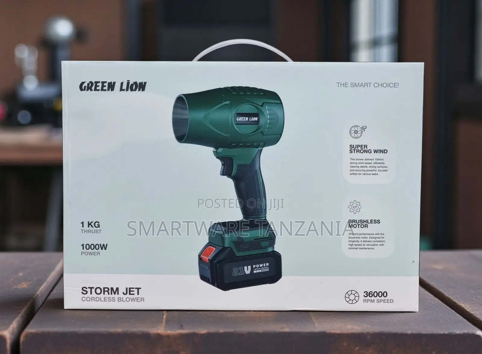 Green Lion Storm Jet Cordless Blower, 1000W Power, 36000 RPM Speed
