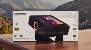 Porodo Optivis Smart HD Projector, 720P Resolution, 250-Inch Screen