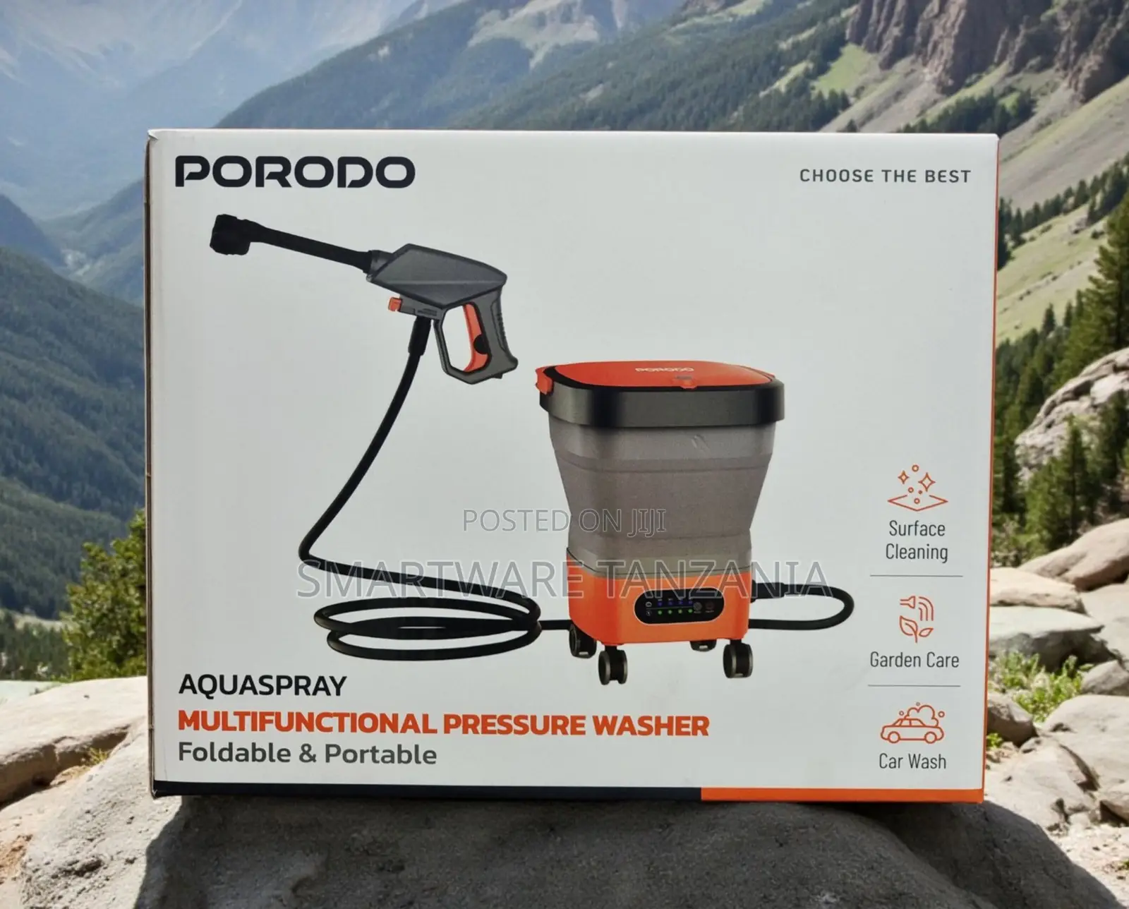 PORODO Aquaspray Multifunctional Pressure Washer, Foldable & Portable