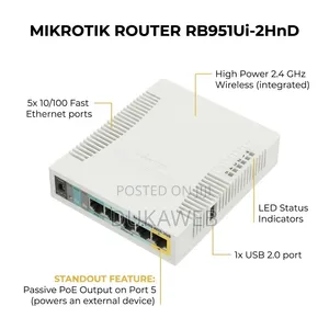 MikroTik RB951Ui-2HnD – High Power 2.4GHz Router