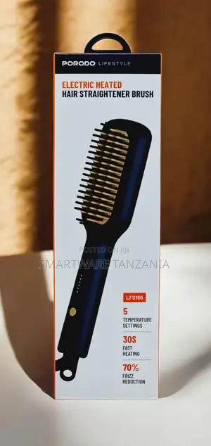 Porodo Electric Heated Hair Straightener Brush, 5 Temperature Settings