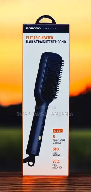 Porodo Lifestyle Electric Heated Hair Straightener Brush - Black