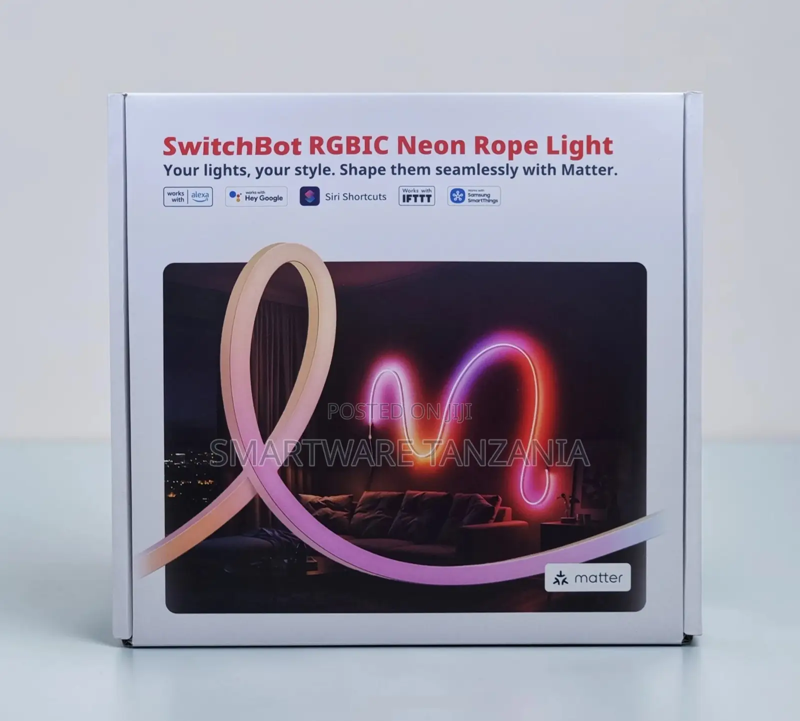 SwitchBot RGBIC Neon Rope Light, Smart LED, 5M, Compatible With Matter ...