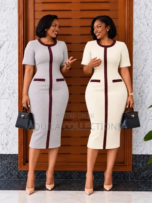 Tweed Sheath Midi Dress With Burgundy Trim