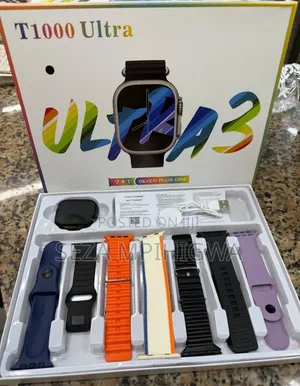 Smartwatch T1000 Ultra 3 (7 in 1 Set) Yenye Kamba 7 Za Ziada