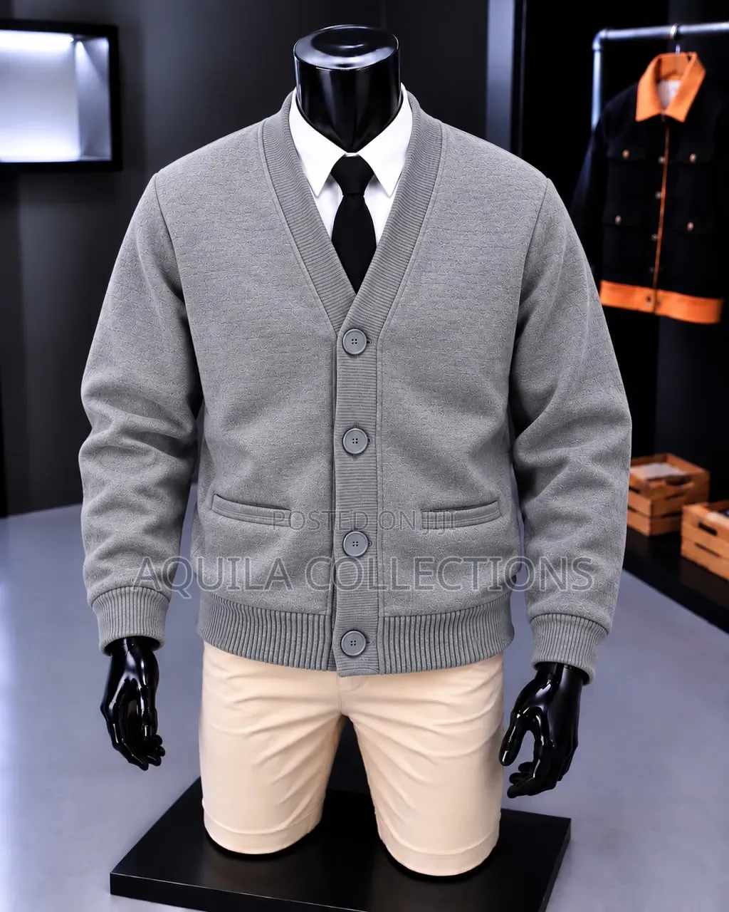 Textured Button-Front Cardigan With Ribbed Trim