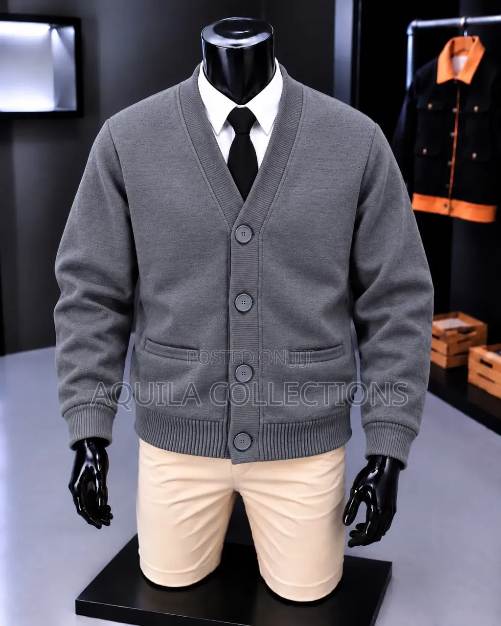 Textured Button-Front Cardigan With Ribbed Trim