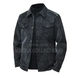 Men's Faux Suede Trucker Jacket With Snap Buttons