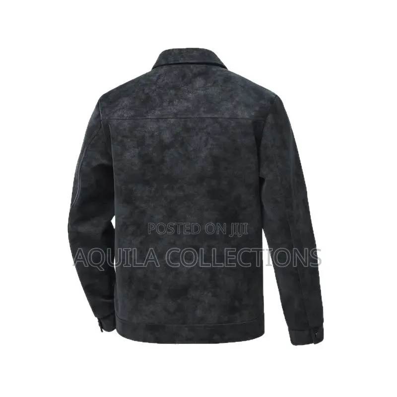 Men's Faux Suede Trucker Jacket With Snap Buttons