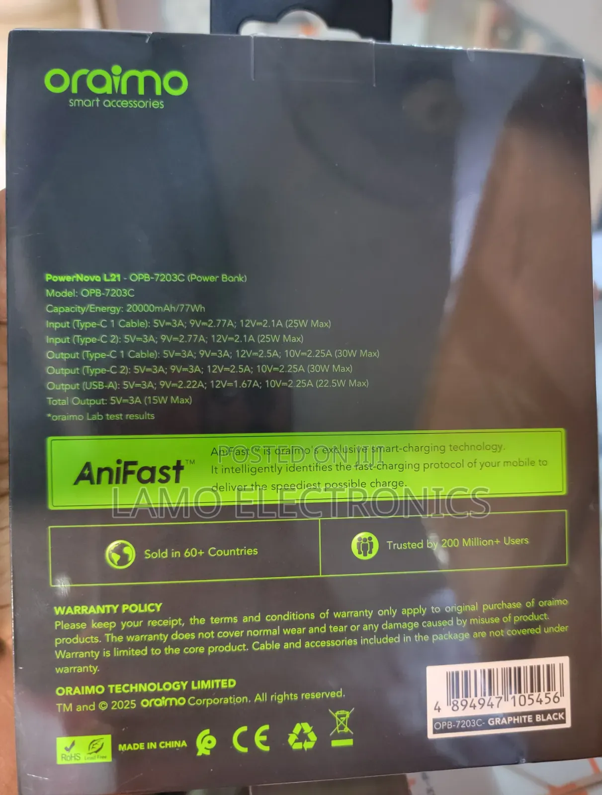 Oraimo Powernova L21 20000mah With 30w Power Bank
