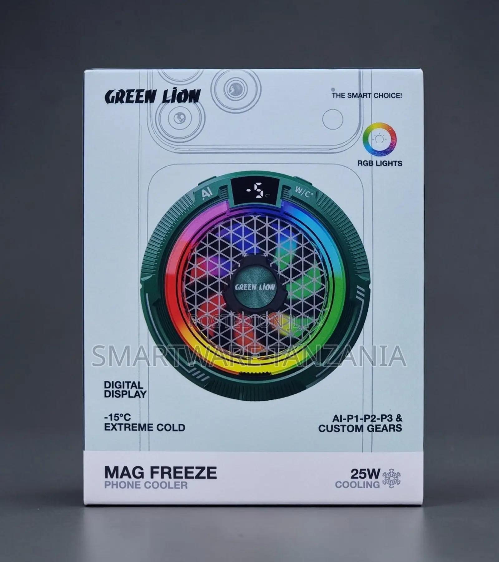 Green Lion Mag Freeze Phone Cooler With Digital Display, -15°c Cooling