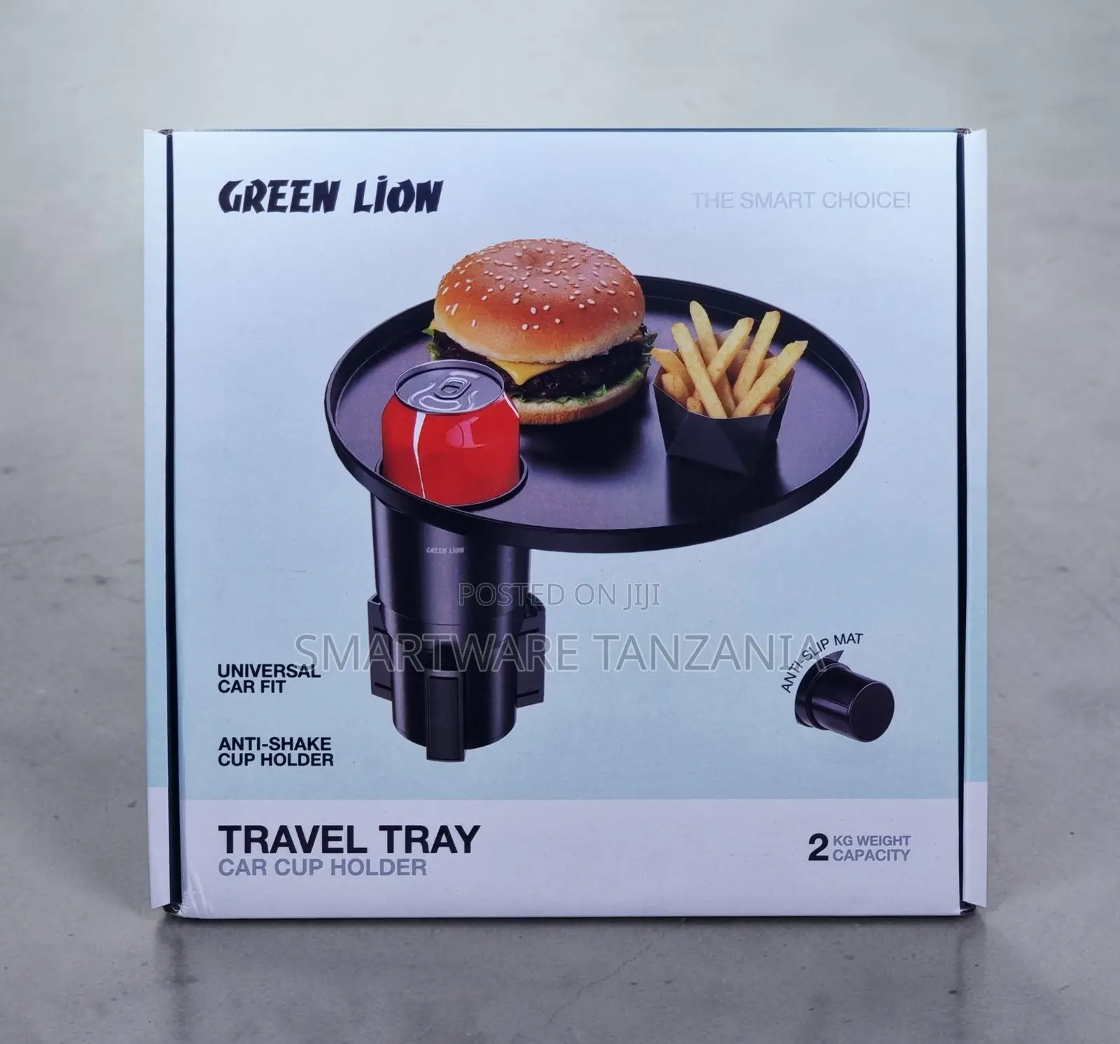 Green Lion Travel Tray Car Cup Holder With Anti-Slip Mat, 2kg Capacity