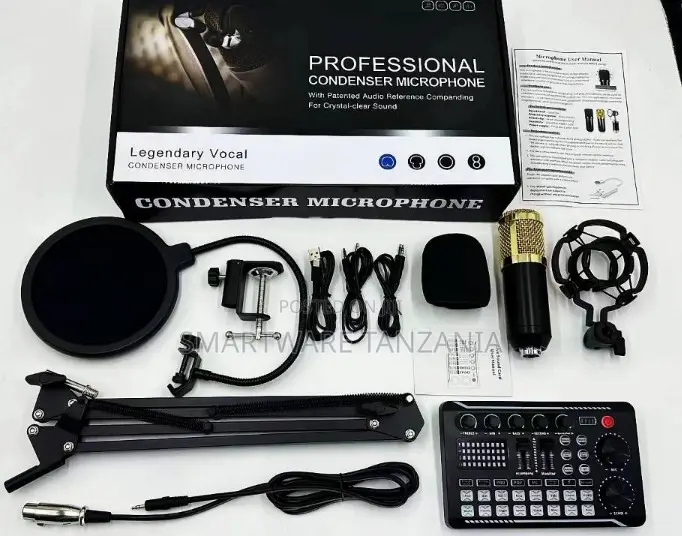 Podcast Microphone Bundle BM-800 Condenser Mic, Live Sound Card Kit