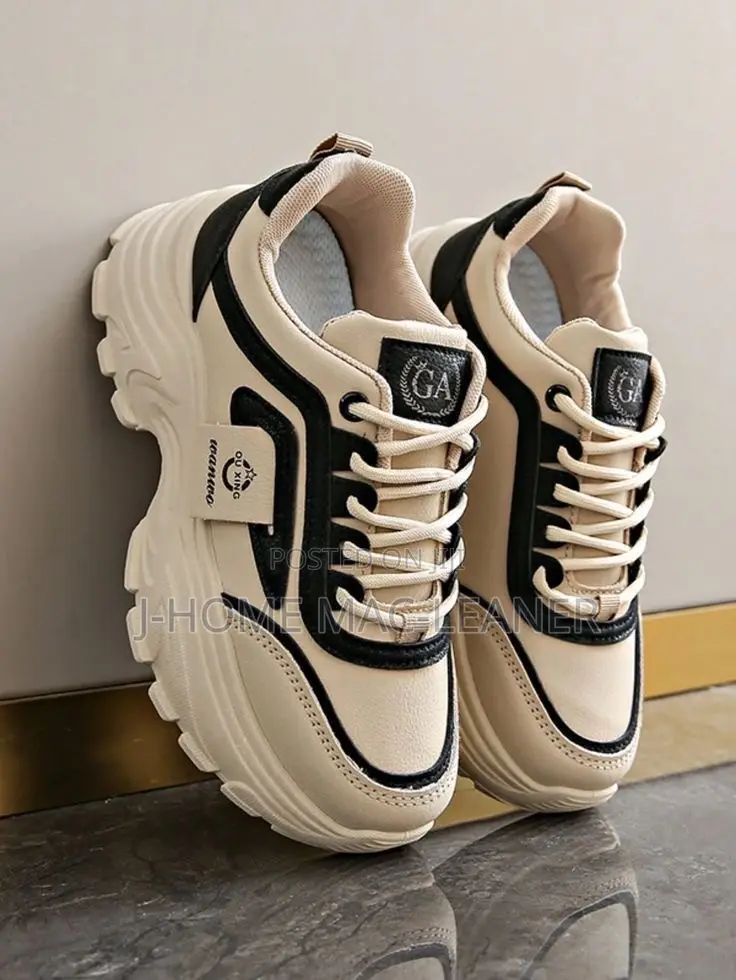 Women Chunky Sneakers Beige 36-44 New