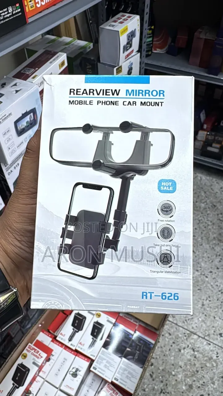 360° Rotatable Rearview Mirror Phone Holder