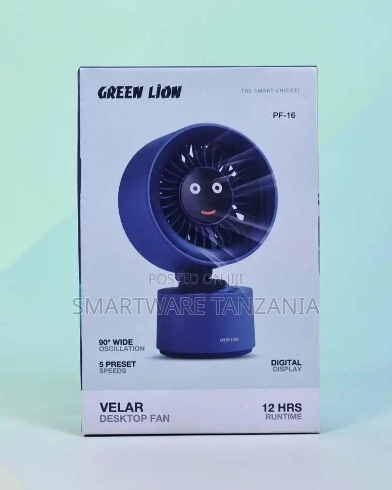 Green Lion Velar Desktop Fan With 90° Oscillation, 5 Speeds