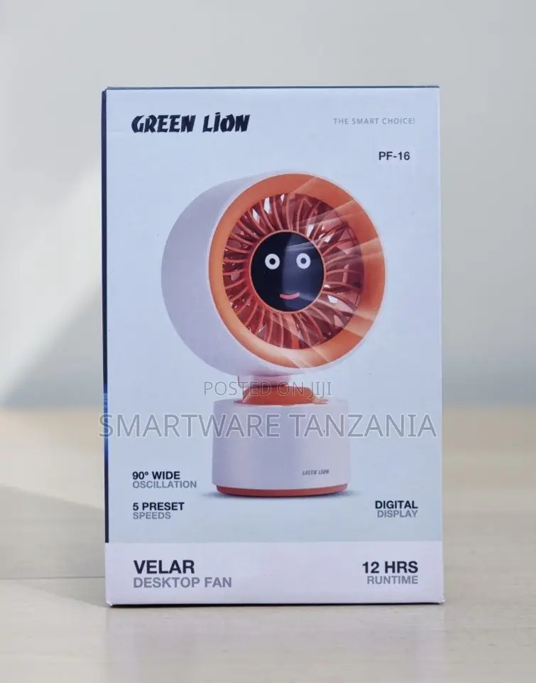 Green Lion Velar Desktop Fan, 90° Oscillation, 12 Hours, 5 Speeds
