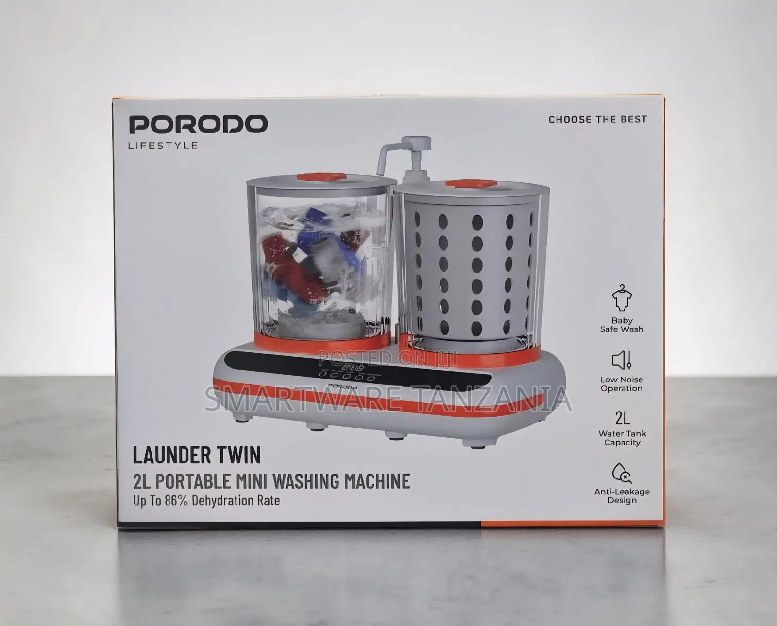 Porodo Launder Twin 2L Portable Mini Washing Machine With Low Noise