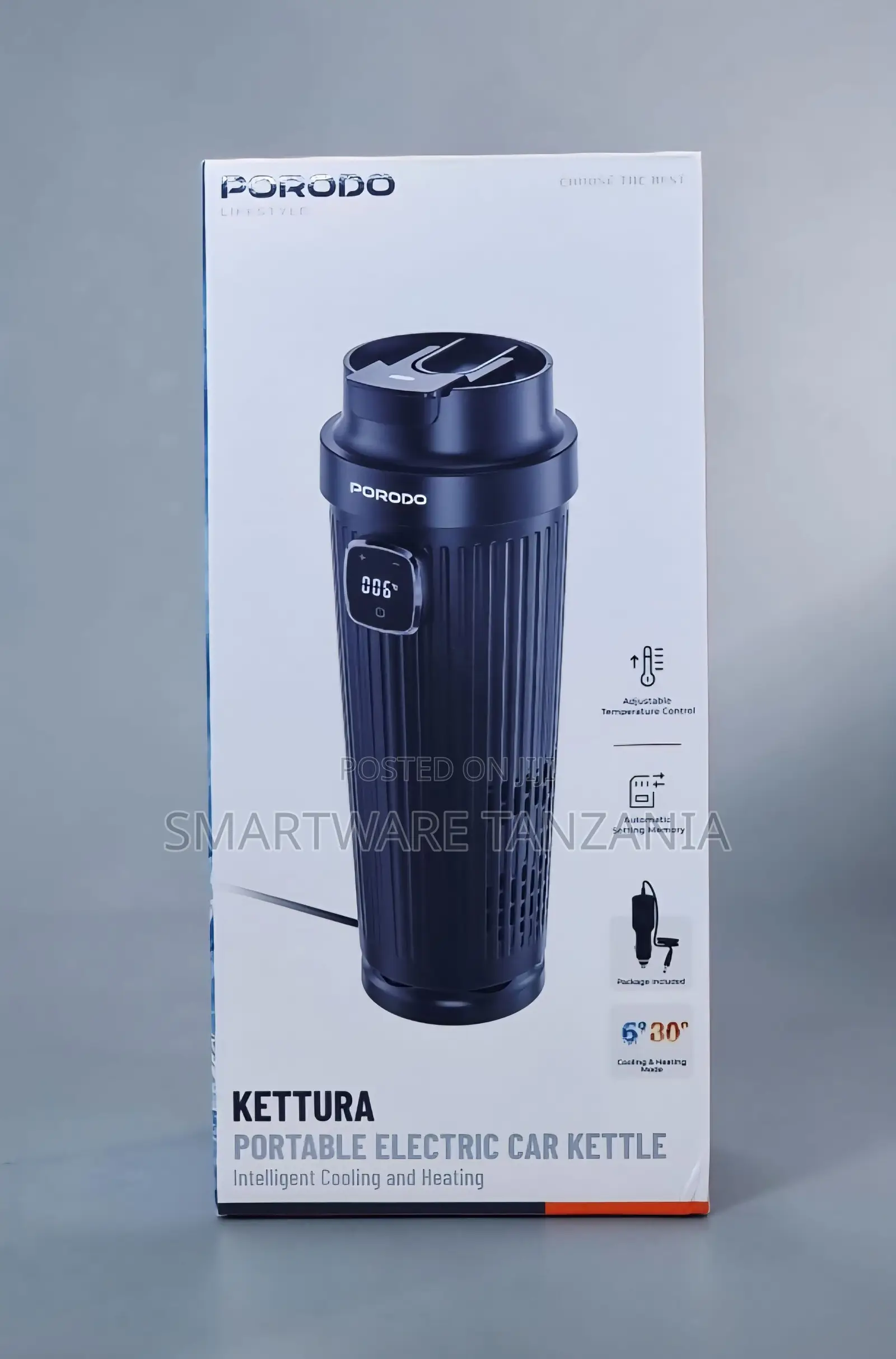 Porodo Kettura Portable Electric Car Kettle, Temperature Control