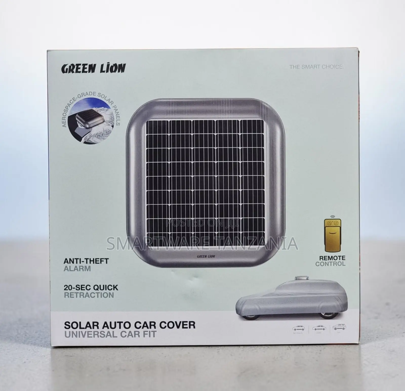 Green Lion Solar Auto Car Cover With Anti-Theft Alarm, Universal Fit