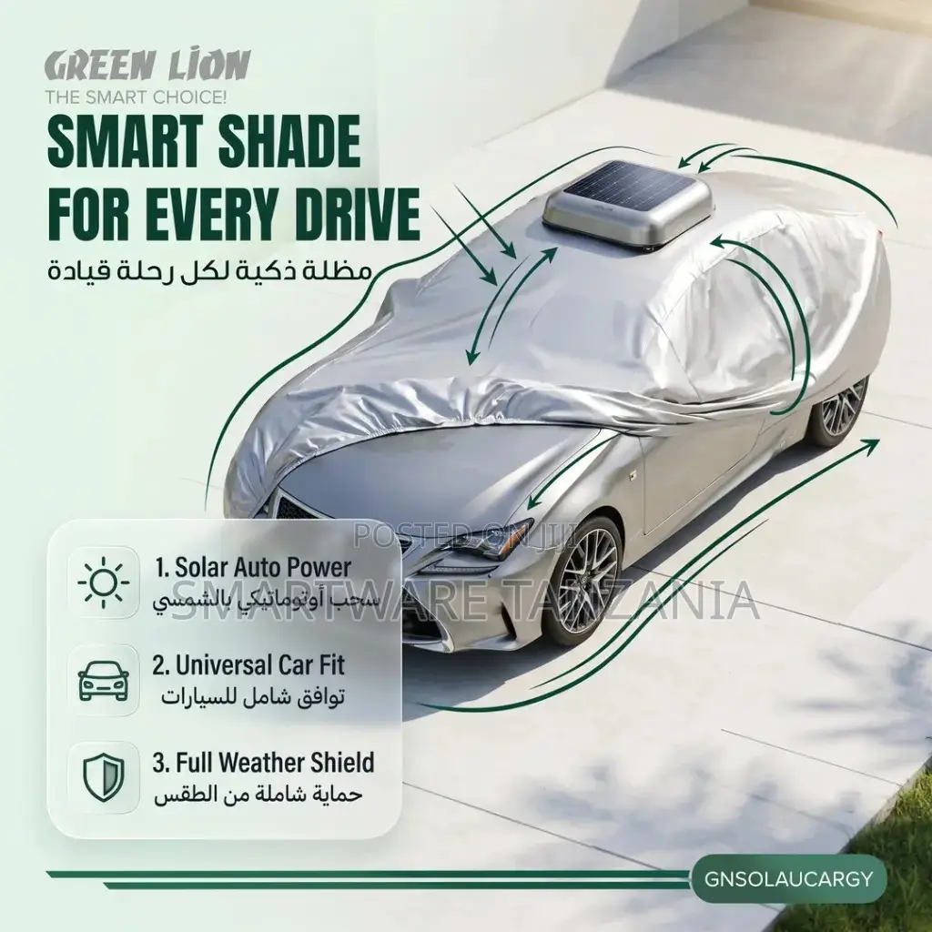 Green Lion Solar Auto Car Cover With Anti-Theft Alarm, Universal Fit