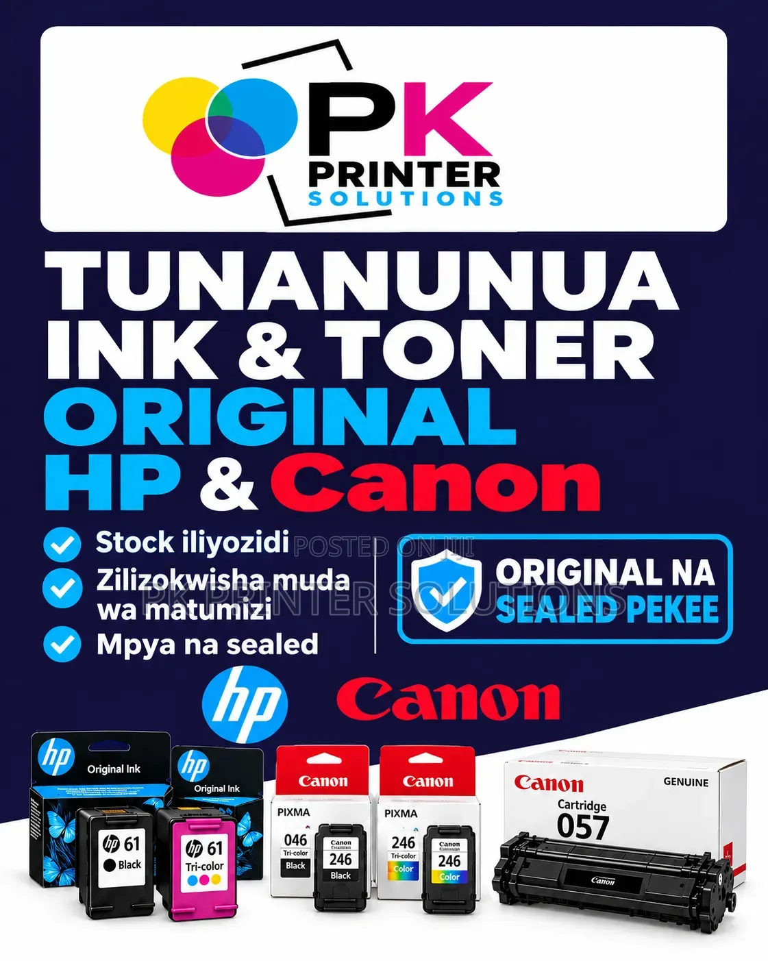 Tunanunua Original Ink and Toner Cartridges Za HP Na Canon