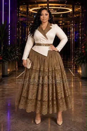 Elegant Blazer & Lace Tiered Skirt Set