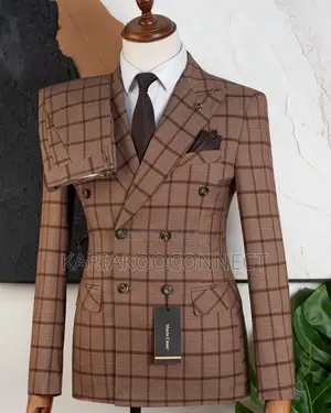 Double-Breasted Windowpane Check Suit