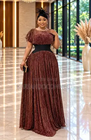 Shimmer Pleated Maxi Dinner Dress With Flutter Sleeves