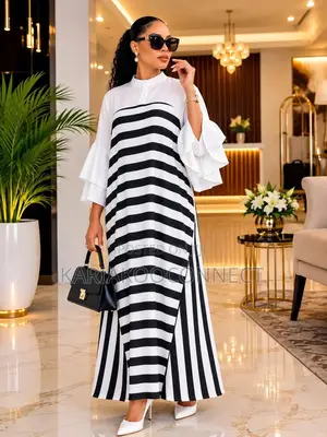 Black & White Striped Maxi Dress
