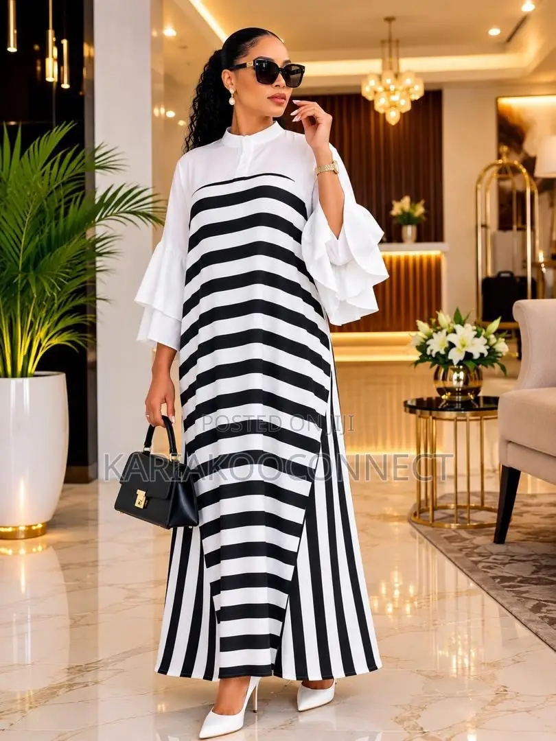 Black & White Striped Maxi Dress