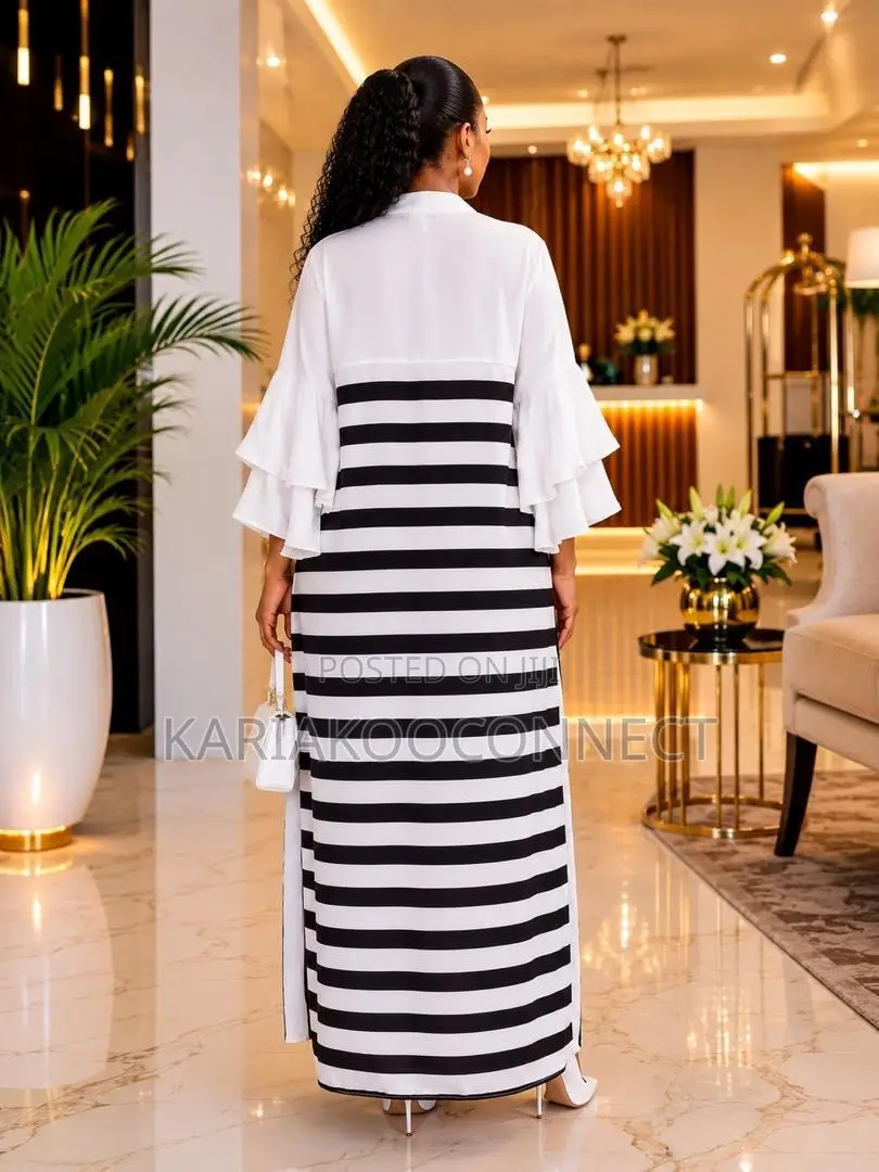 Black & White Striped Maxi Dress