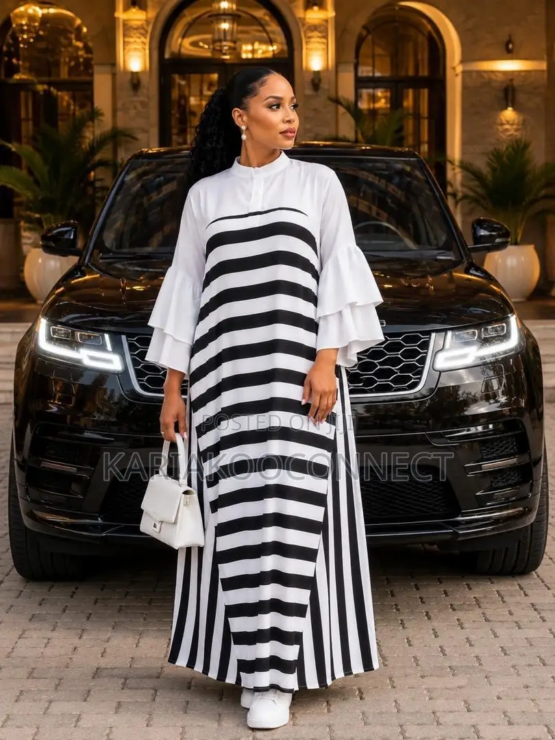 Black & White Striped Maxi Dress