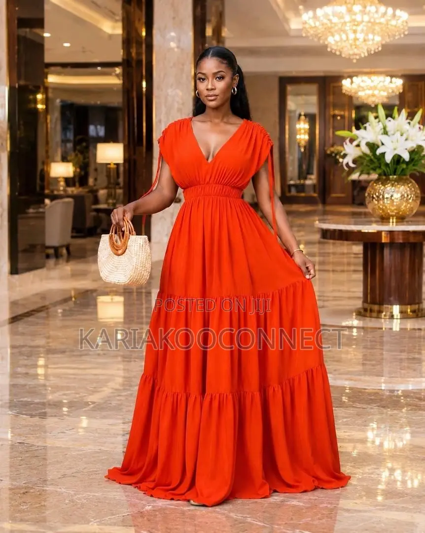 Camel Brown Flowy Tiered Maxi Dress