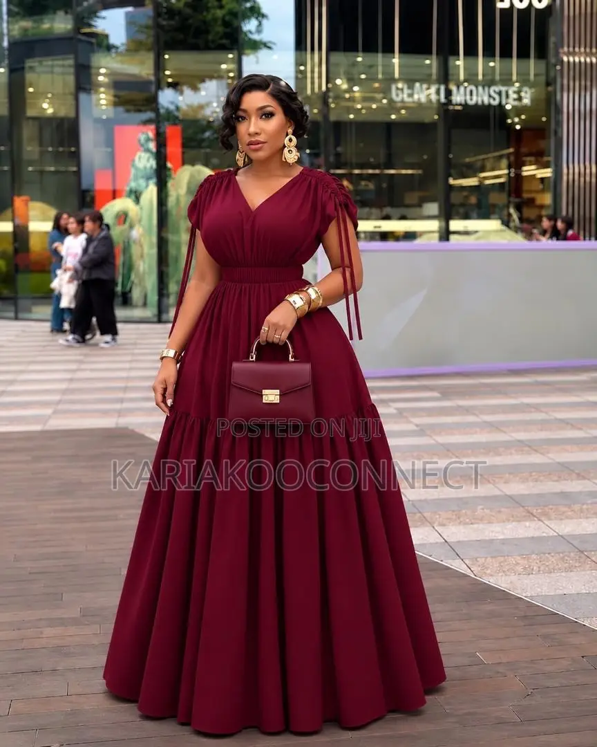 Camel Brown Flowy Tiered Maxi Dress