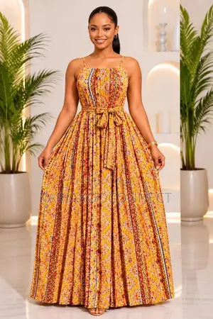 Blue Printed Maxi Summer Dress