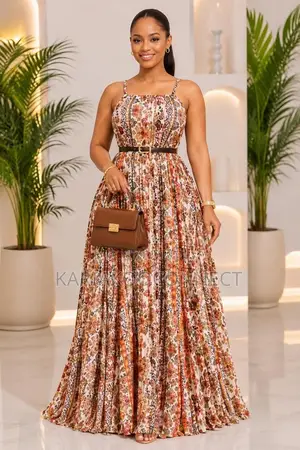 Blue Printed Maxi Summer Dress