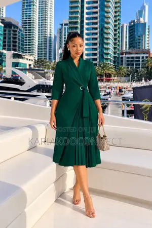 Elegant Wrap Pleated Midi Dress
